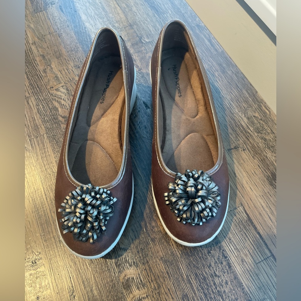 Hush Puppies Brown Leather Ballet Flats - Size 7